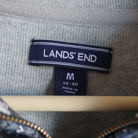 Lands' End Mens Medium Blue Striped Sweater - Picture 4 of 6